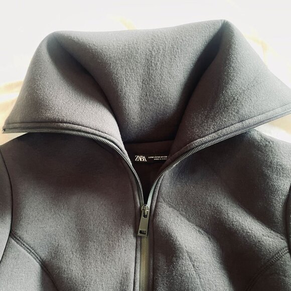 Zara Scuba Black Fitted Neoprene -Effect Jacket - Picture 10 of 16